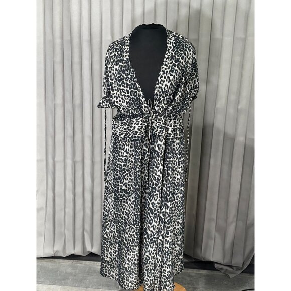Leopard Print Longline Kimono Cardigan With Waist Tie Size S/M - Picture 1 of 6